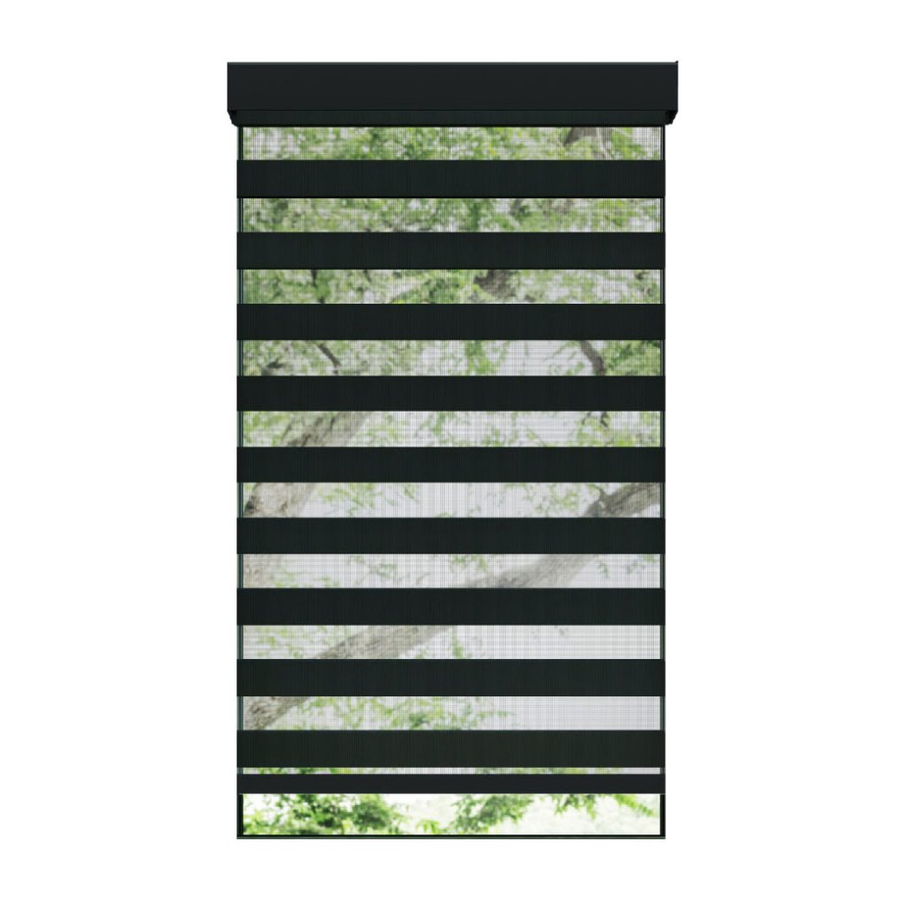 Toile alternée noire avec cantonnière carrée sans cordon