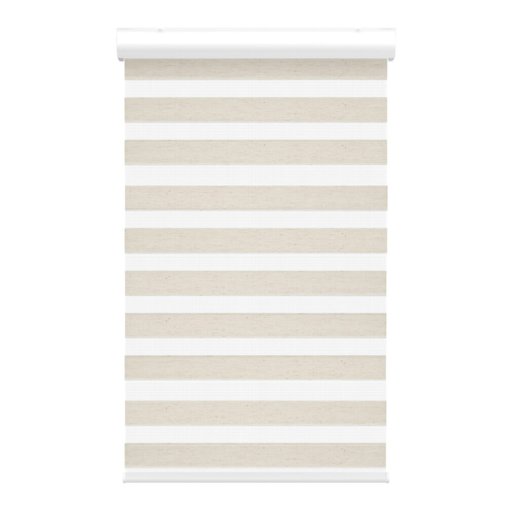 Toile alternée beige effet lin avec cantonière sans cordon
