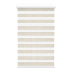Toile alternée beige effet lin avec cantonière sans cordon