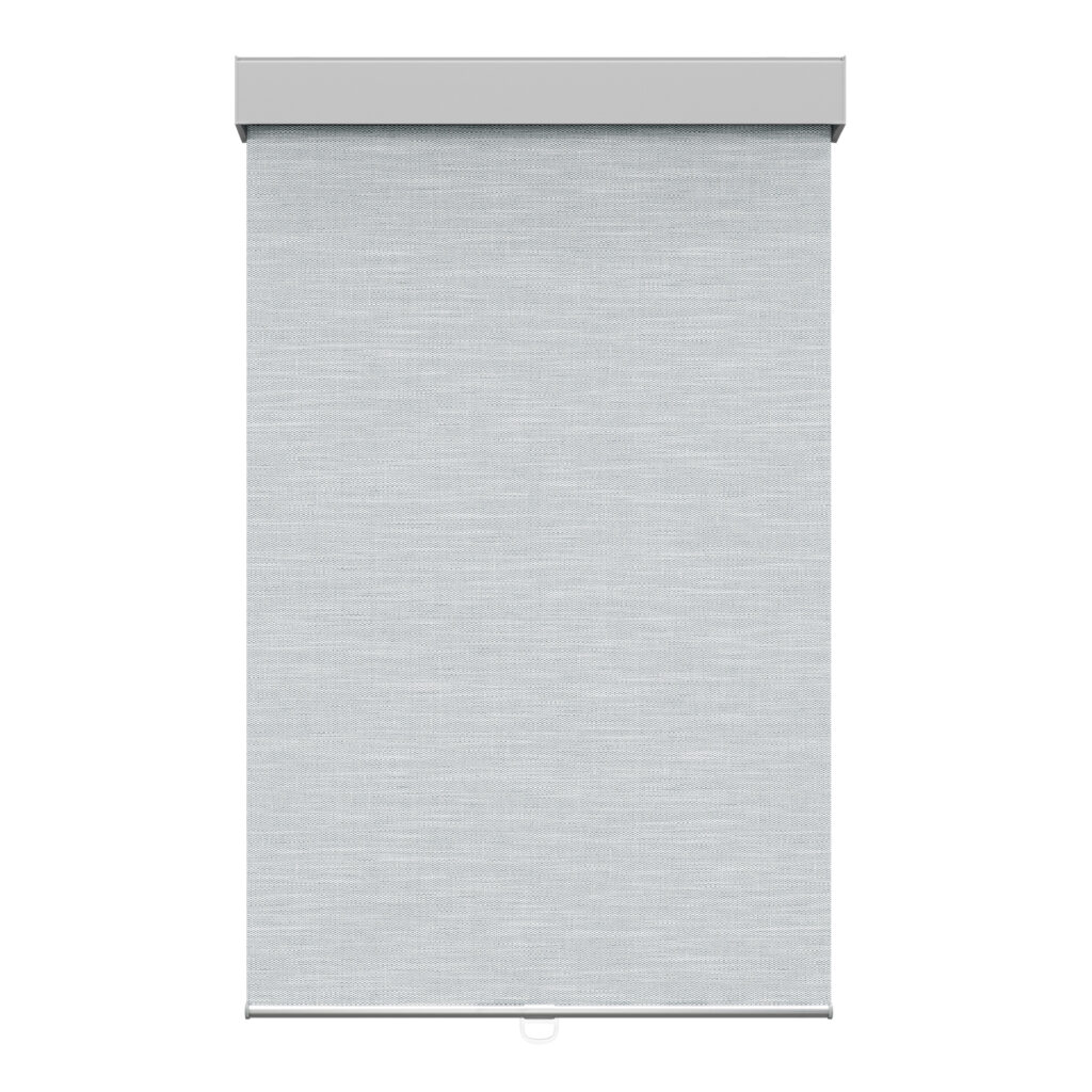Toile opaque grise effet lin avec cantonière carrée sans cordon