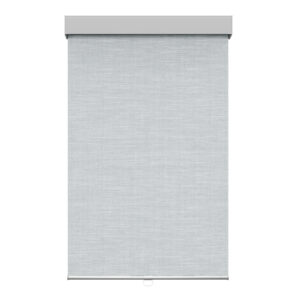 Toile opaque grise effet lin avec cantonière carrée sans cordon
