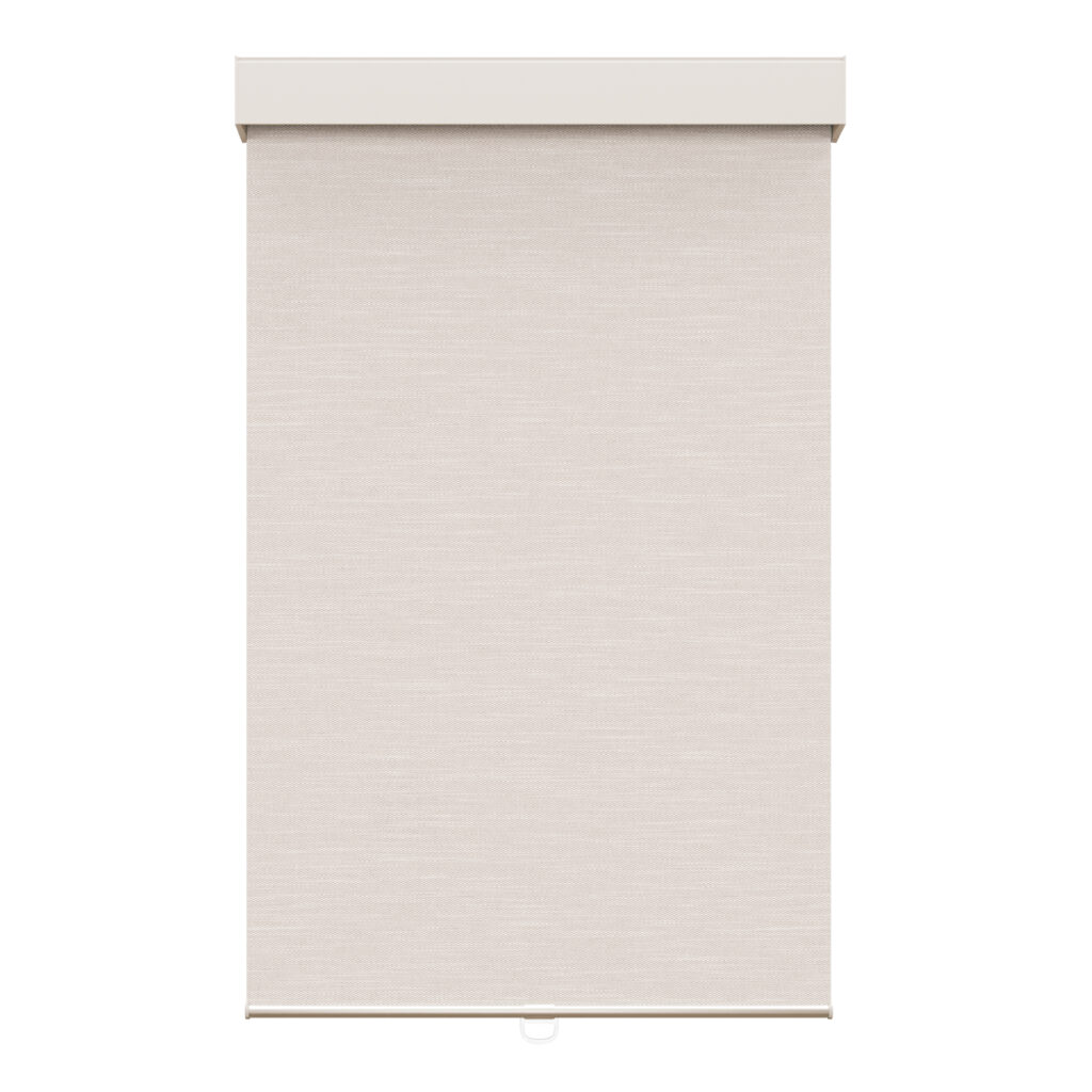 Toile opaque beige effet lin avec cantonière carrée sans cordon