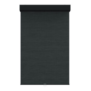 Toile translucide noire effet lin avec cantonière carrée sans cordon
