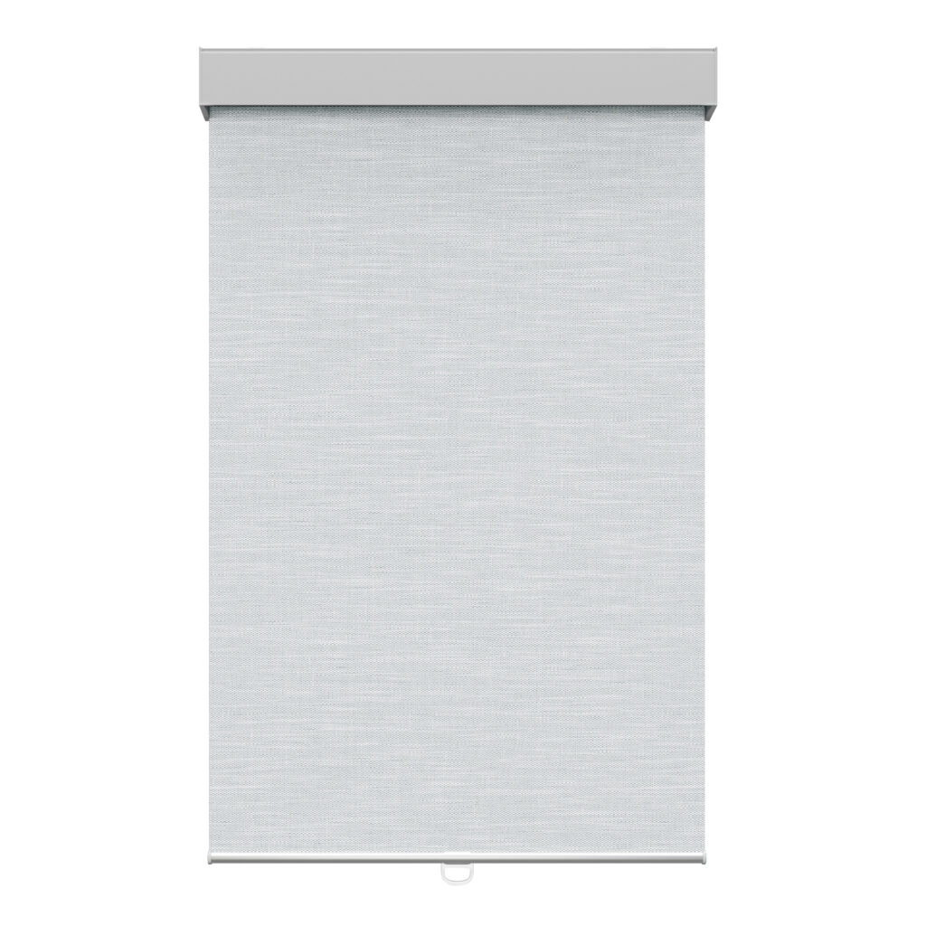 Toile translucide grise effet lin avec cantonière carrée sans cordon