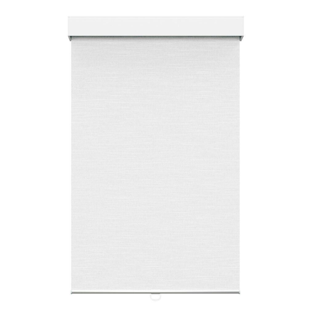 Toile translucide blanche effet lin avec cantonière carrée sans cordon