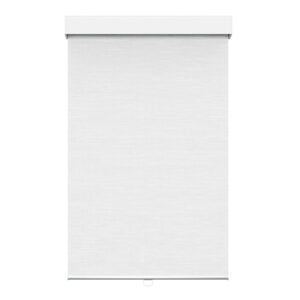 Toile translucide blanche effet lin avec cantonière carrée sans cordon