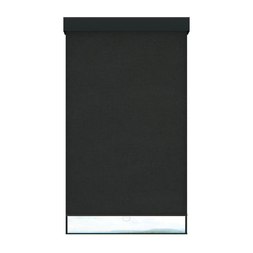 Toile opaque noire avec cantonnière carrée sans cordon