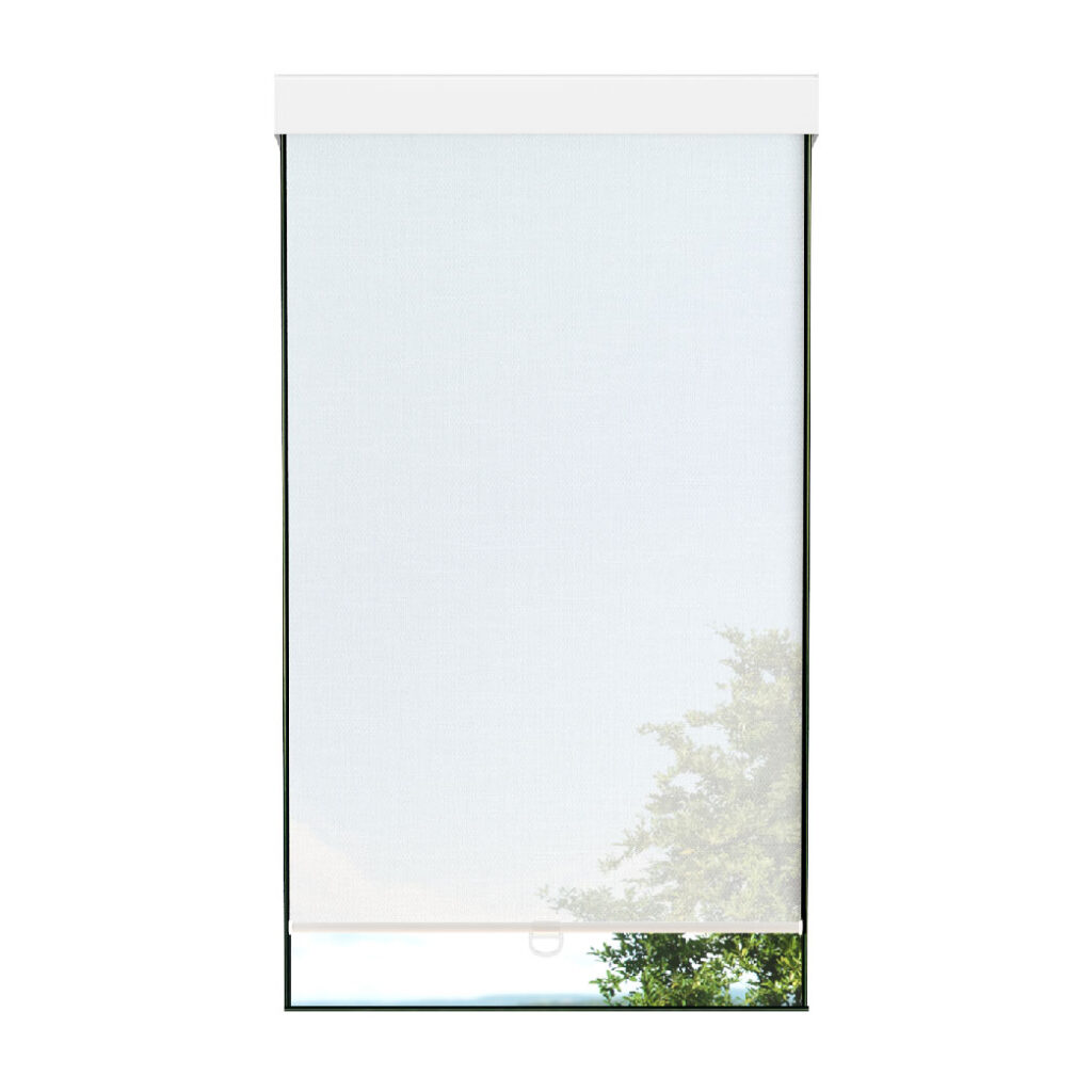 Toile translucide blanche effet lin avec cantonnière carrée sans cordon