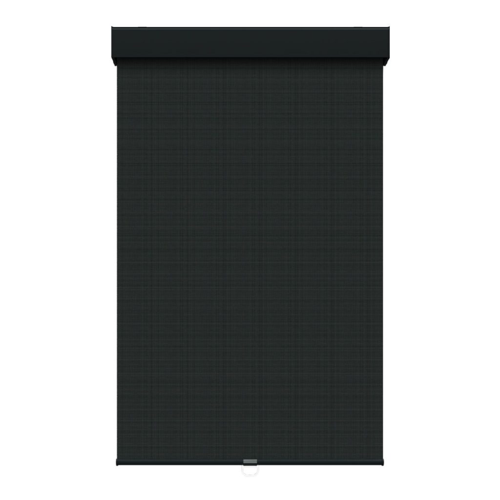 Toile solaire noire 5% avec cantonière carrée sans cordon